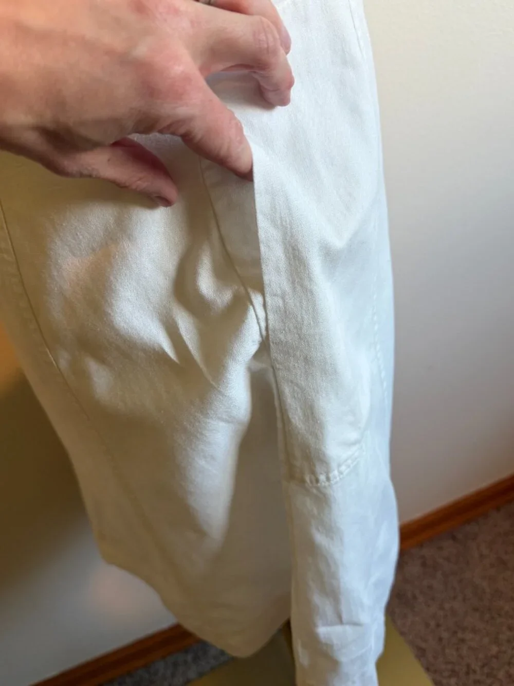 Madewell White Linen Blend Button-Front Mini Dress with Pockets - Size 6 - Picture 7 of 11